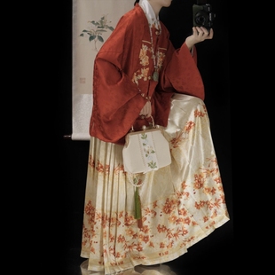 原创汉服女【年年有鱼】明制方领提花补服琵琶袖马面裙套装秋冬款