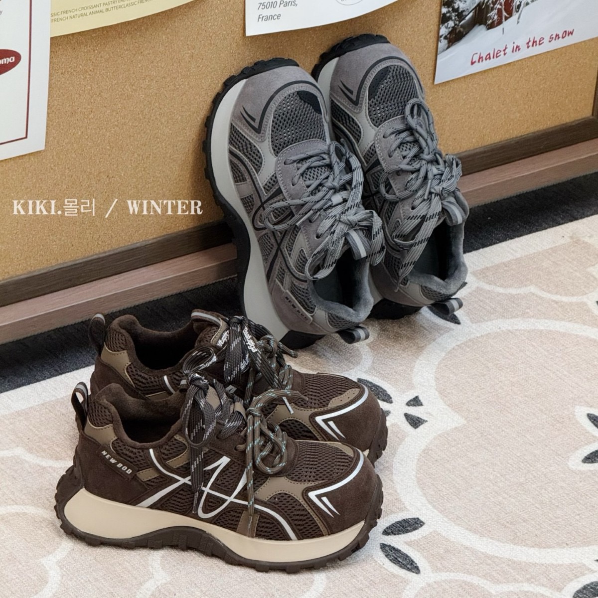 mollykiki厚底系带防滑ins女2025冬季新款圆头加绒运动阿甘老爹鞋