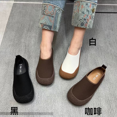 弹力布居士鞋舒适运动休闲风室内运动鞋女静音防滑减震软底跑步鞋