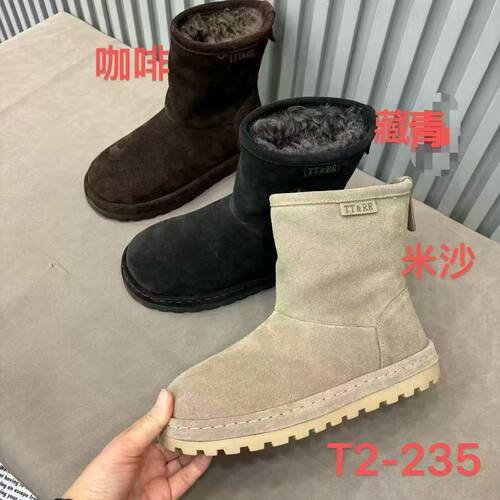 2026新款秋冬真皮厚底雪地靴女加绒保暖棉鞋短筒面包鞋