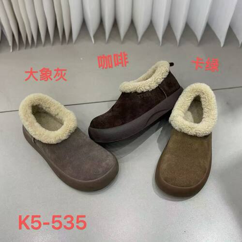 磨砂皮厚底加绒休闲鞋女2026年秋冬季新款懒人一脚蹬勃肯鞋