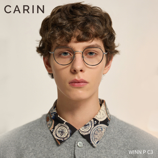 CARIN眼镜框架钛男女新款 WINN高级感复古文艺学院风近视可配度数