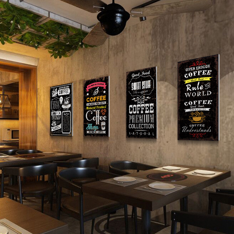 欧美式复古咖啡店装饰画工业风创意黑板挂画西餐厅酒吧背景墙壁画