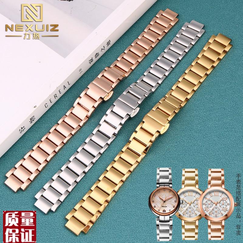 女凸型钢带表链适配卡西欧SHE-3034心弦LAI8402LA840610mm凸口