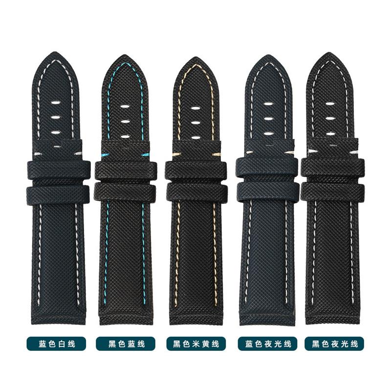 夜光格纹尼龙表带适配沛m纳海441毫米庐米诺PAM01118/1661表带24m