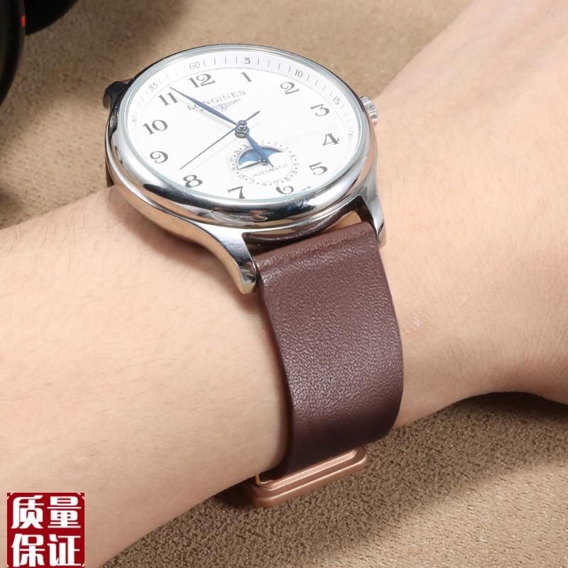 手表带男女真皮带适用欧米s茄ck浪琴天梭dw上海机械表折叠扣配件