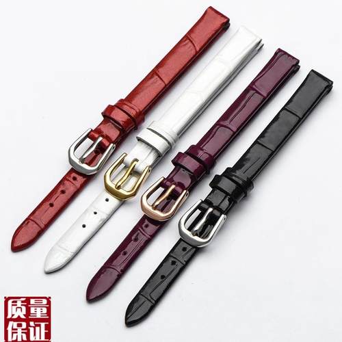 真皮手表带女士小尺寸超薄柔软牛皮表带纤细J表链通用亮光6810mm