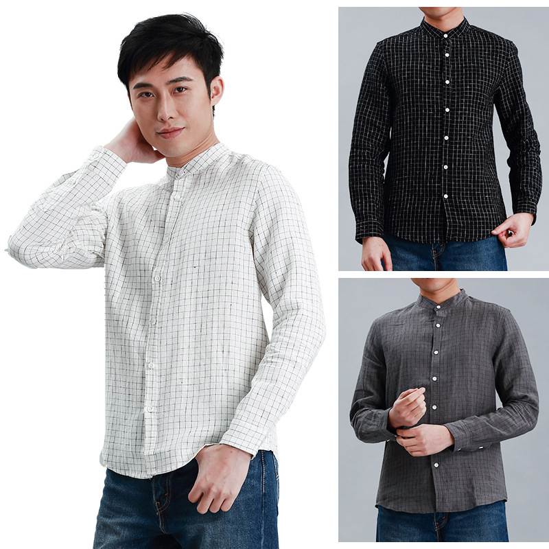 青年男士休闲衬衫 2019春现货亚麻立领长袖男式衬衣男装开衫衬衣在类目 男装, 衬衫中 - 来自Buy2taobao.com提供专业的淘宝代购服务