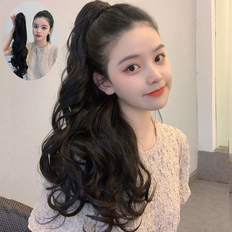 马尾假发女长卷发大波浪抓夹网红自然高马尾无痕隐形假马尾卷辫子