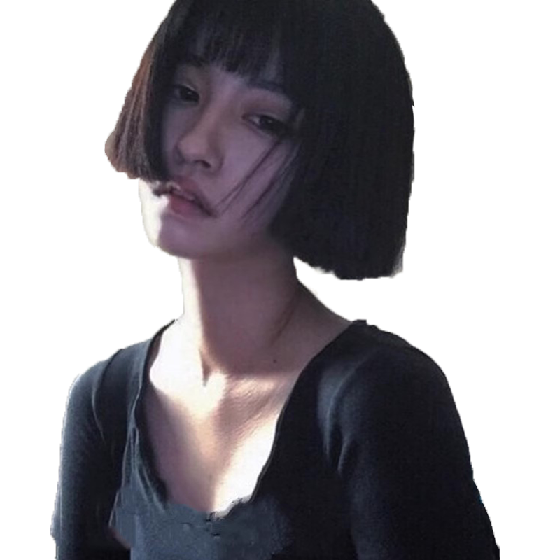 诗洛尼这个杀手不太冷假发女空气刘海短发修脸齐刘海短直发假发套