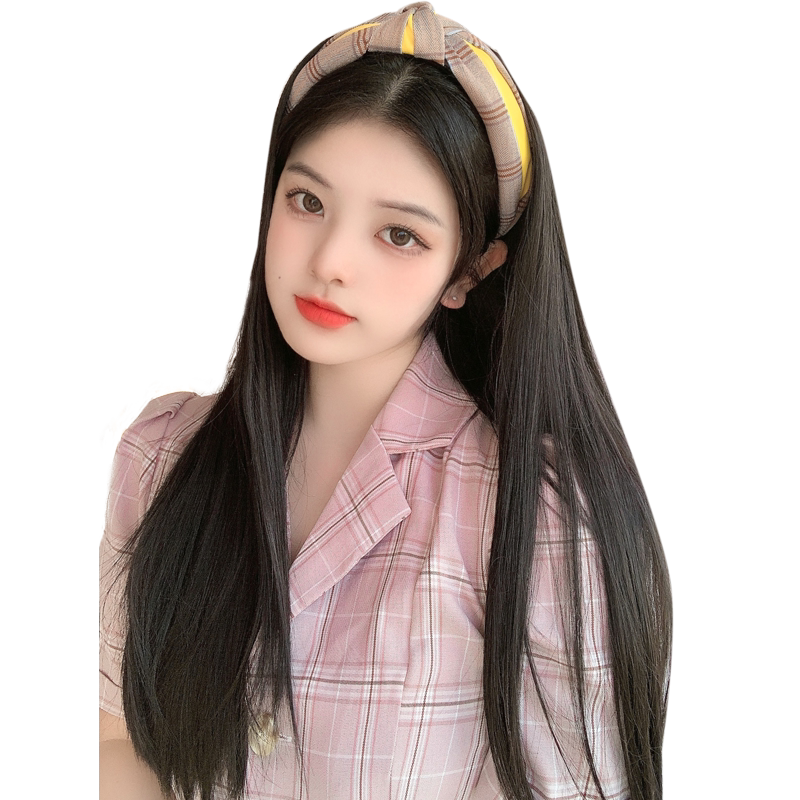 假发女长发u型假发套女仿真人发丝直发卷发自然网红发箍全头套