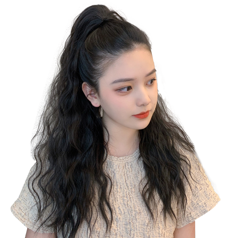 假發(fā)女長發(fā)馬尾抓夾大波浪網(wǎng)紅高馬尾長卷發(fā)綁帶式玉米燙馬尾辮子