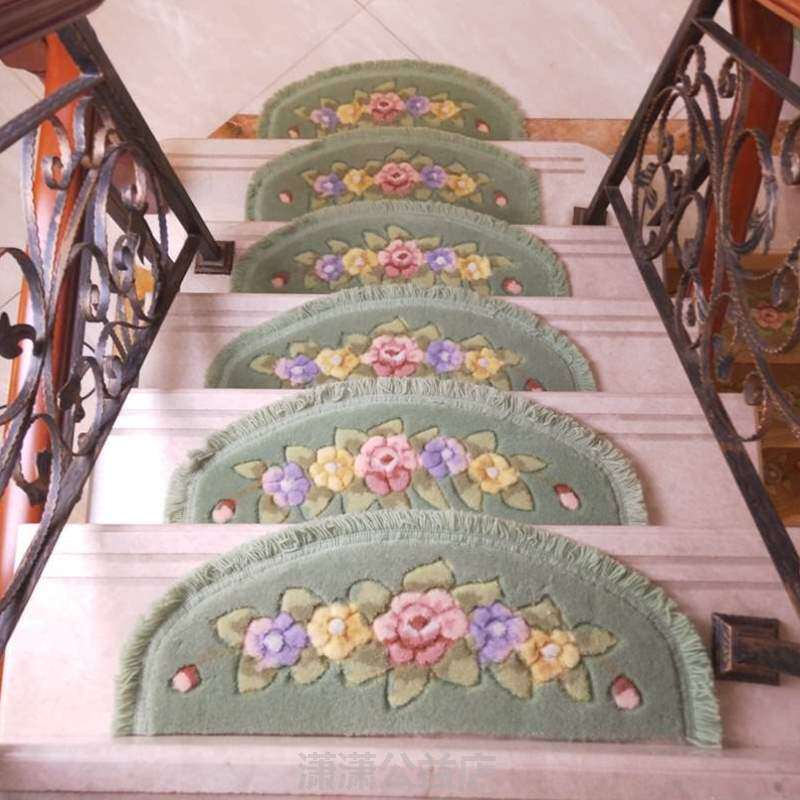 垫免粘胶自楼梯踏步地垫防滑脚楼梯垫半圆形毯楼梯立体剪花&欧式