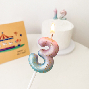 PanParty/ins银河星空渐变数字蜡烛生日派对蛋糕烘焙甜品装饰摆件