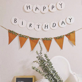 PanParty白色圆形生日拉旗三角尤加利串ins森系周岁派对场景布置