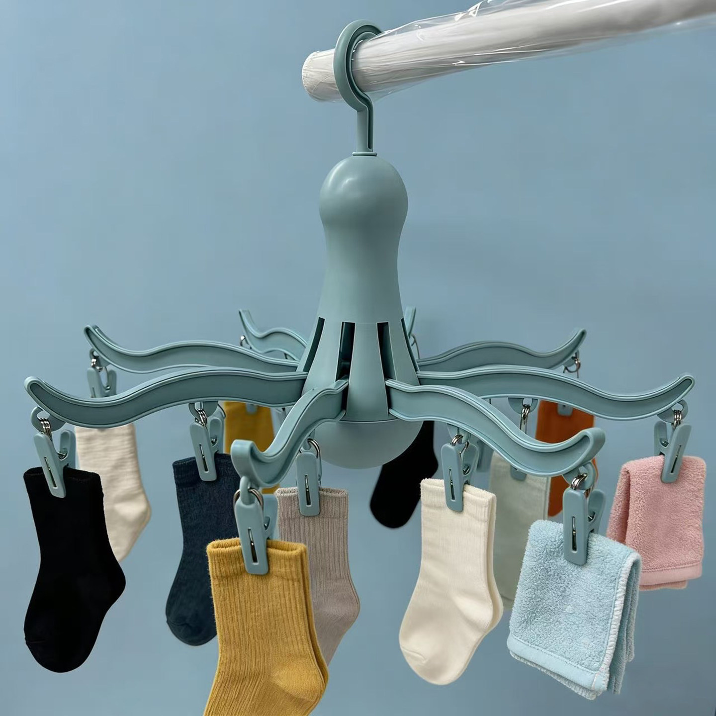 普利萨悬挂晾袜子衣架多夹子家用晒衣架折叠晾衣架袜子夹凉挂内衣,收纳整理,多夹子晾衣架,淘宝优惠券,粉丝福利购,淘宝优惠卷