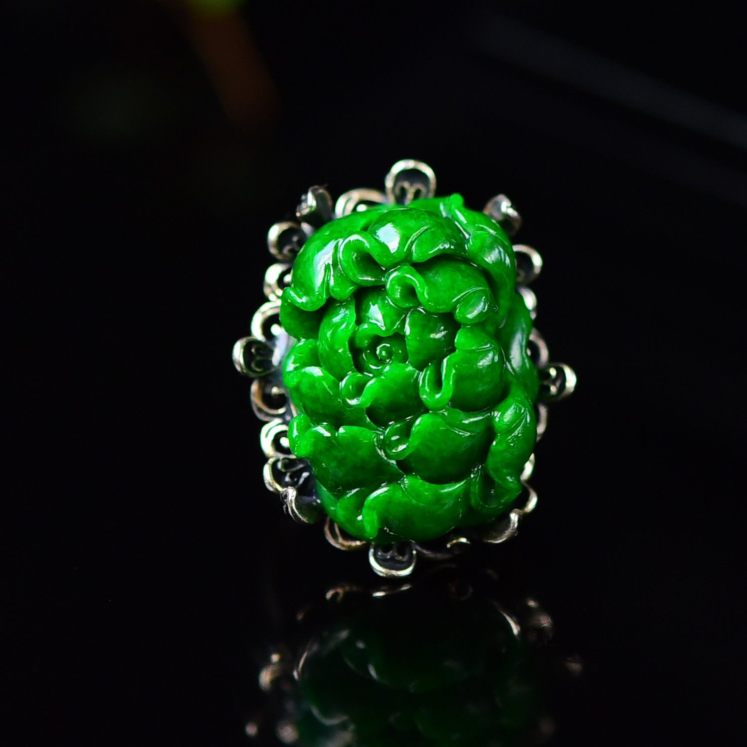 天然A货翡翠冰种满绿花鸟戒指,珠宝/钻石/翡翠,戒指/指环,淘宝优惠券,粉丝福利购,淘宝优惠卷