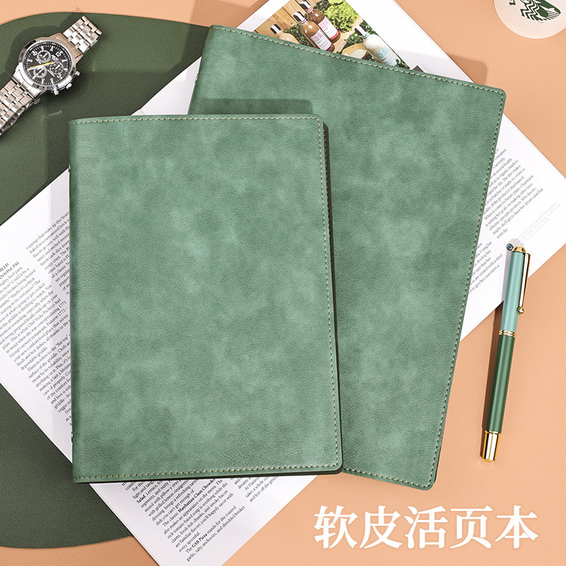 莫兰迪色活页本软皮A5笔记本子可