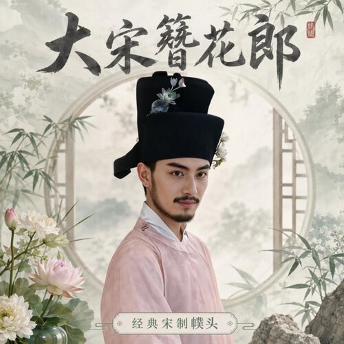 宋代复原交角交翅幞头簪花郎帽子