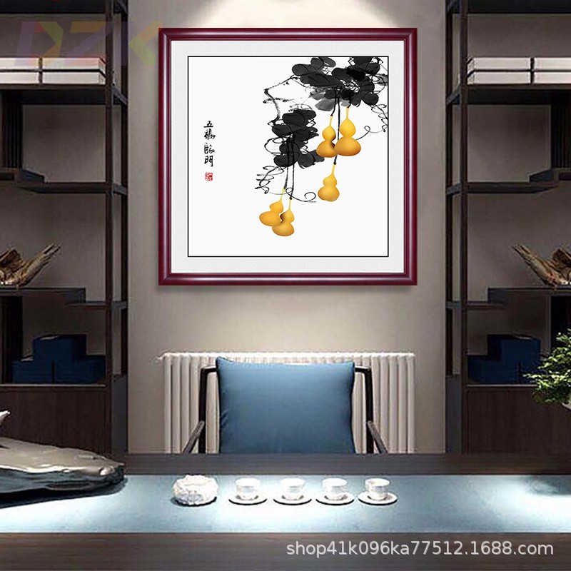 五福临门挂画葫芦画新中式玄关装饰画餐厅走廊吉祥镇宅招财墙壁t2