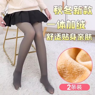 女童连裤 袜秋冬加厚肤色光腿神器丝袜假透肉色加绒保暖儿童打底裤