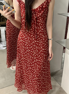foxroom-26夏上新吊带碎花裙长款连衣裙A6310