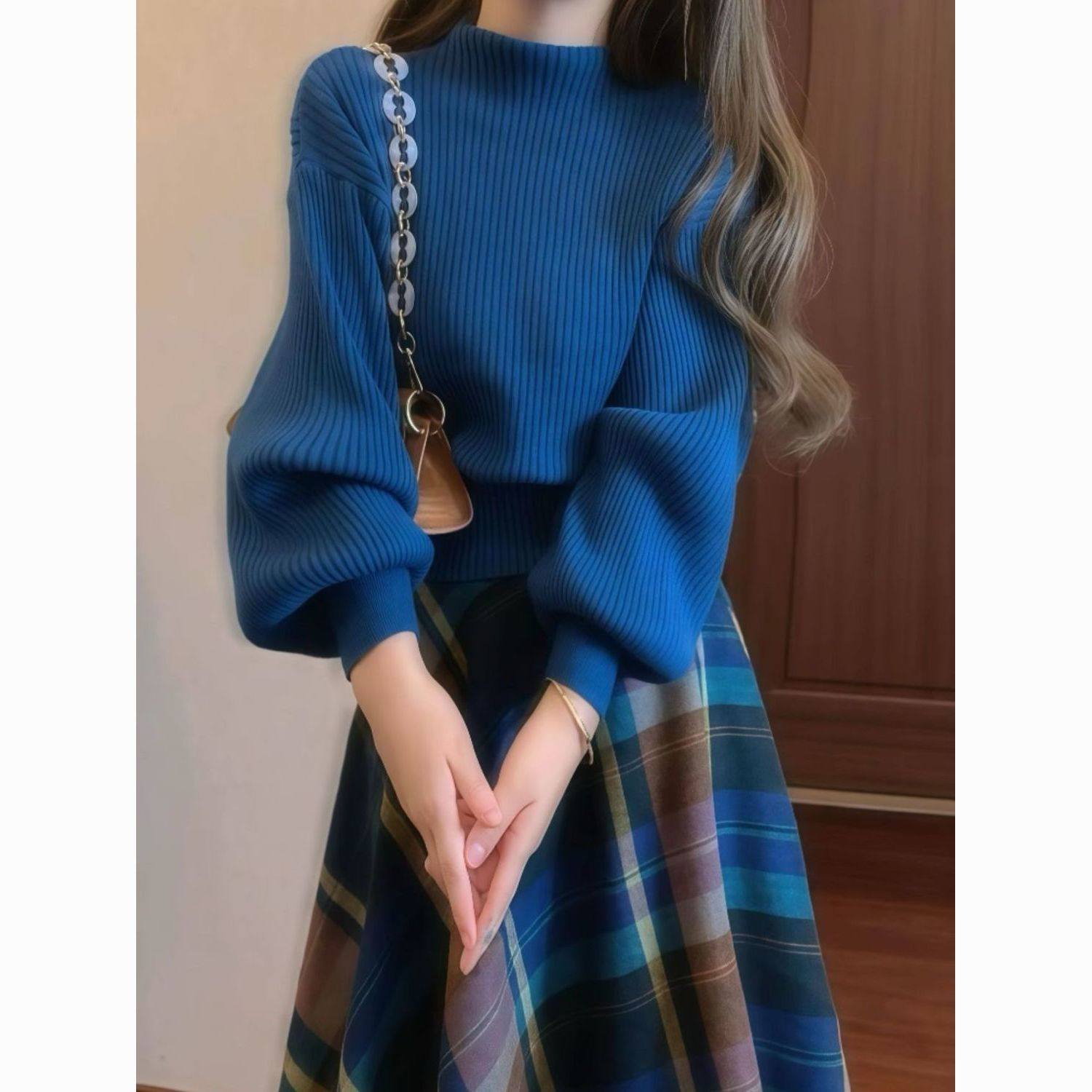 赫本风洋气复古套装女秋冬气质小香风女神范感毛衣半身裙子两件套