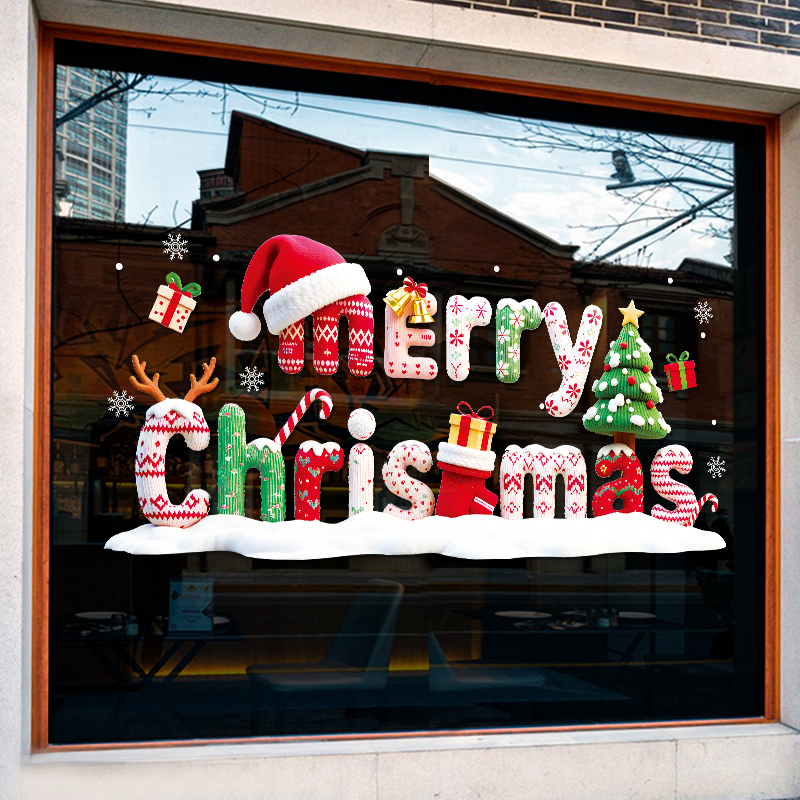 圣诞风2026新款创意静电贴纸