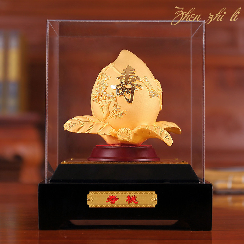 绒沙金寿桃摆件送爷爷奶奶老人长辈70岁-80-90岁祝寿生日礼物实用