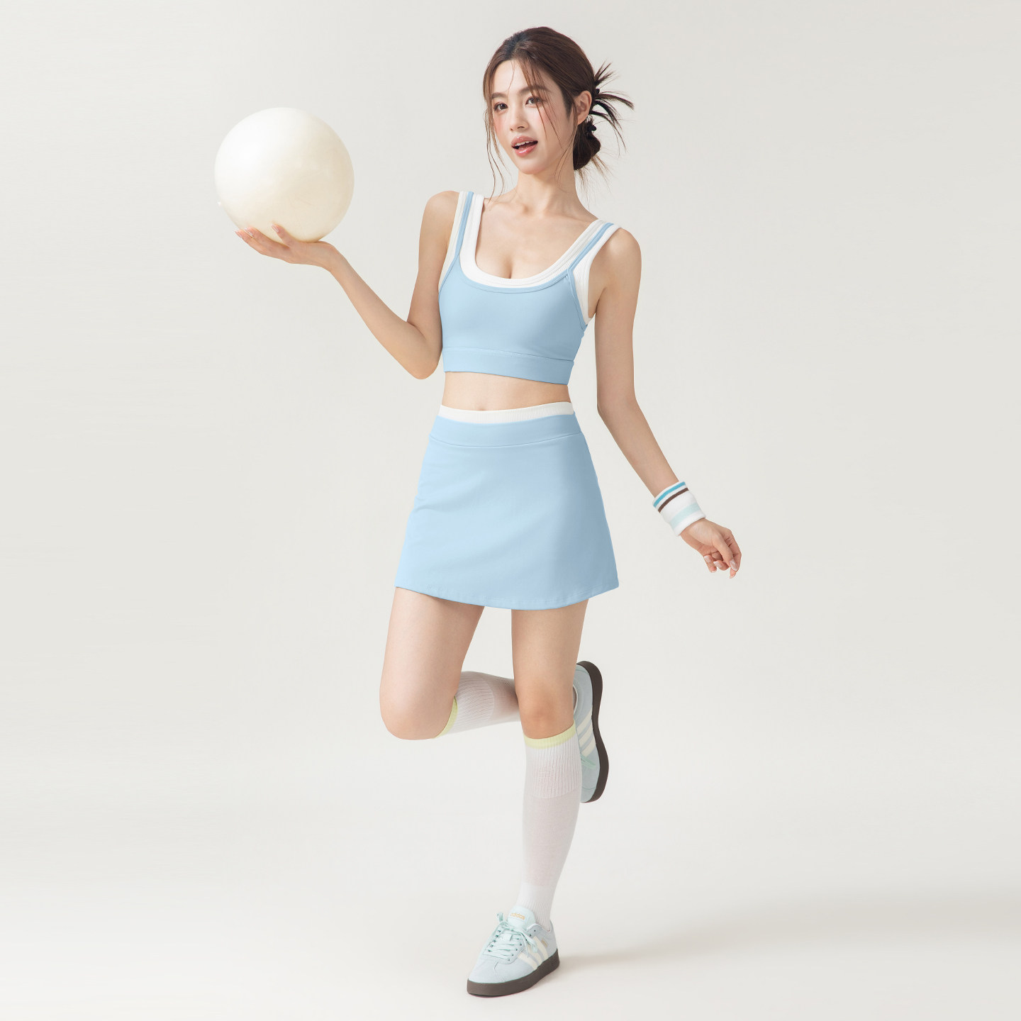 绝美健身背心羽毛球服女网球运动套装棒球短裙撞色跑步瑜伽服夏季