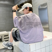 男童T恤2025夏季新款中大童痞帅男孩休闲潮酷短袖 儿童圆领上衣潮