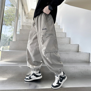 男童裤子2026春秋新中大童酷帅潮牌胖童休闲束脚裤儿童运动工装裤