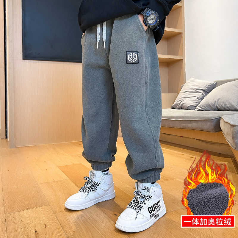 男童裤子2025冬季新款中大童弹力加绒厚休闲裤儿童春秋爆款卫裤潮