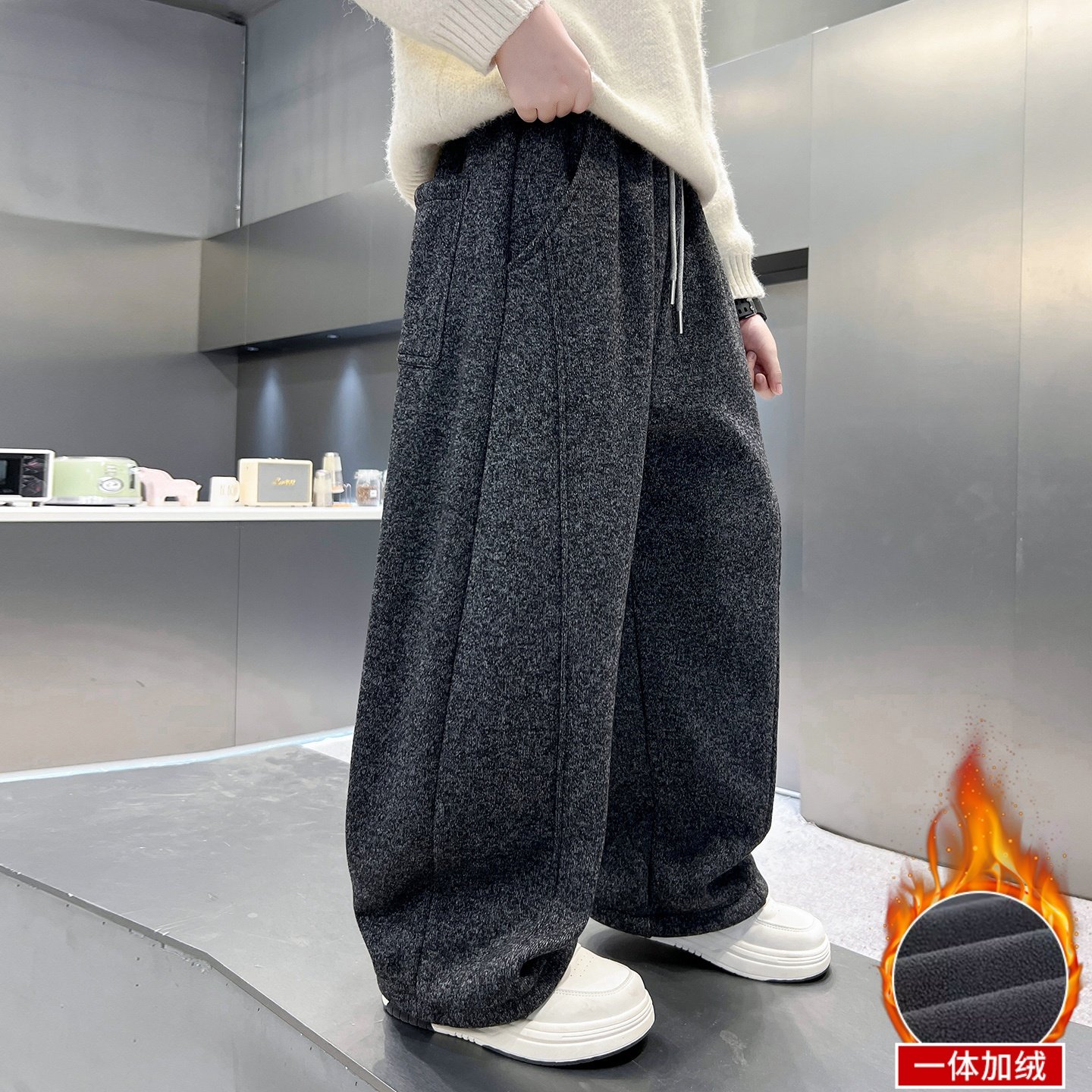 男童一体绒运动裤2025冬季新中大童酷帅男孩加厚阔腿裤儿童休闲裤,童装/婴儿装/亲子装,裤子,淘宝优惠券,粉丝福利购,淘宝优惠卷
