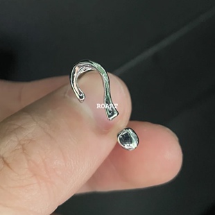 ROART创意镀银问号戒指开口可调节