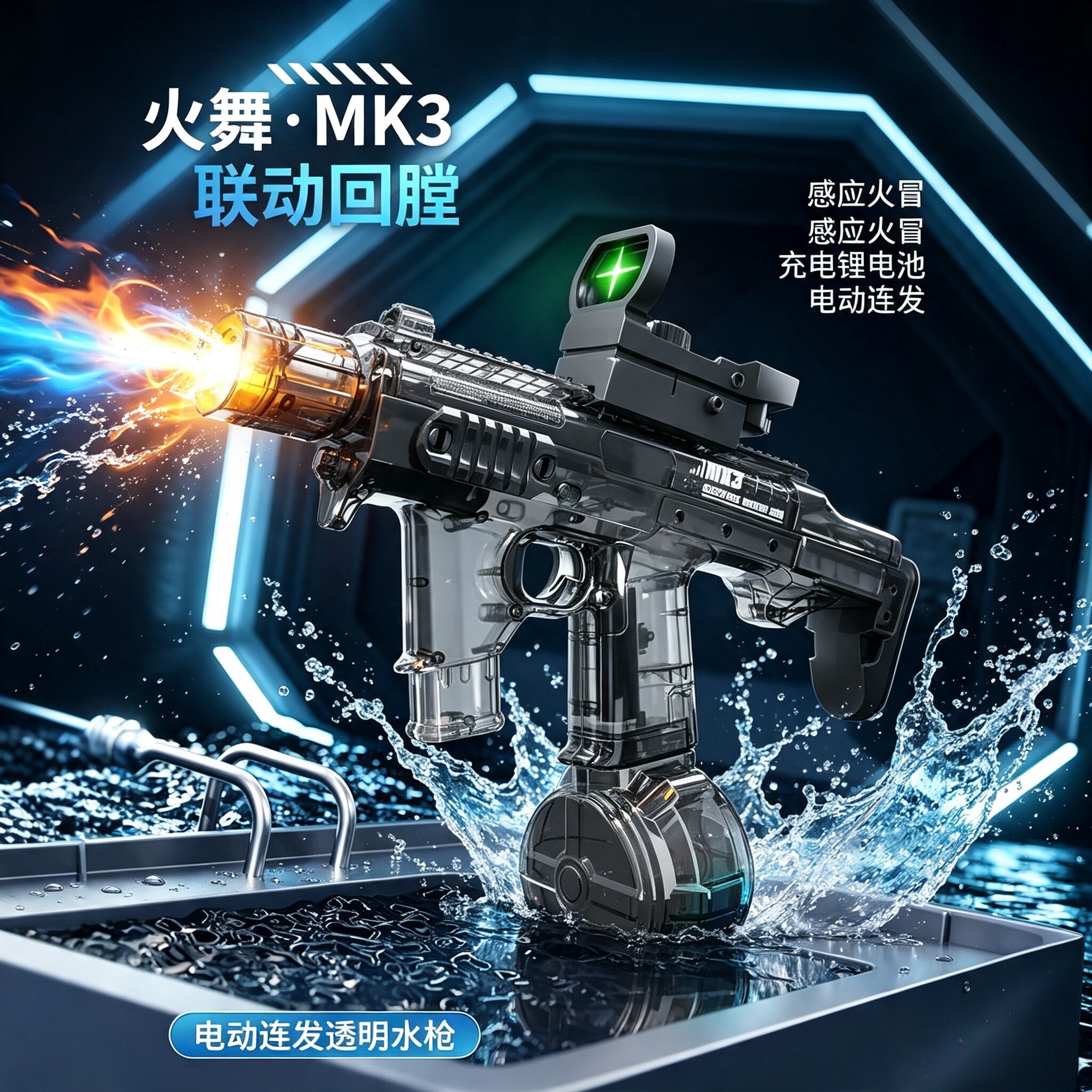 火舞MK3脉冲爆闪电动水枪玩具