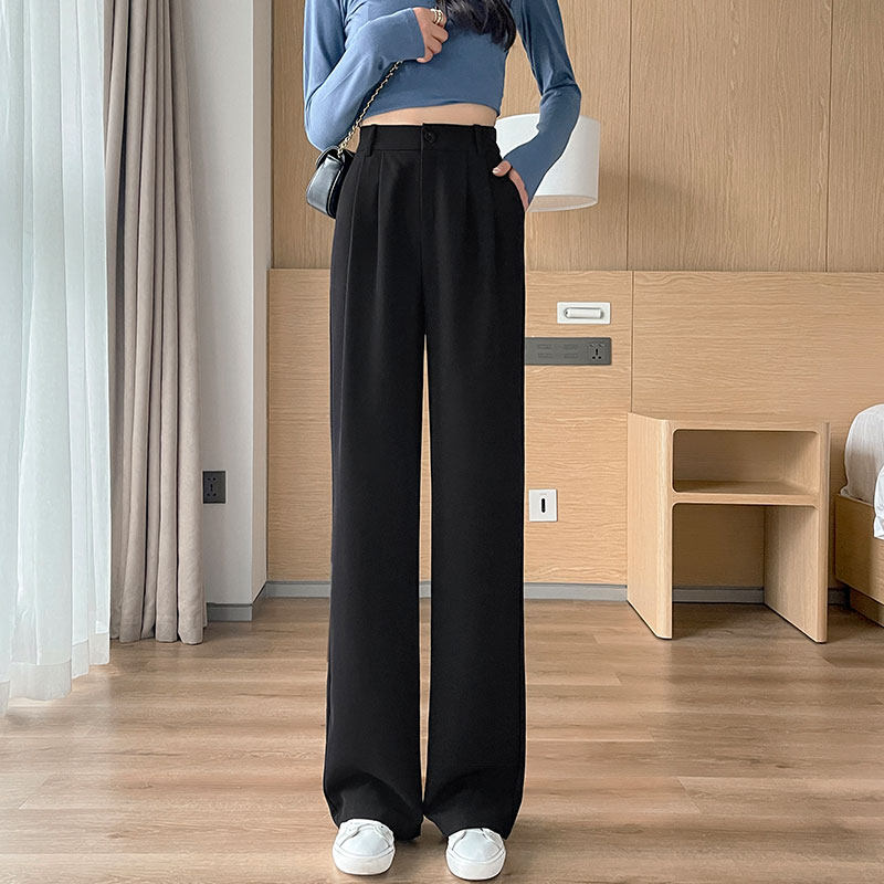 阔腿裤女春秋高腰垂感西装裤2022年新款秋冬黑色直筒拖地休闲裤子