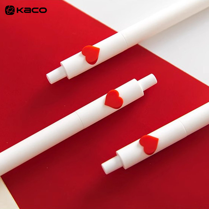 KACO爱心中性笔创意红色心型表白LOVE初中生用学生黑笔简约按动水笔可爱超萌少女网红小清新办公签字笔0.5mm,文具电教/文化用品/商务用品,中性笔,淘宝优惠券,粉丝福利购,淘宝优惠卷