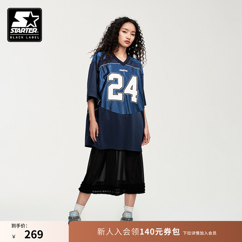 STARTER连衣裙套装新款女生运动休闲数字印花宽松轻薄球衣