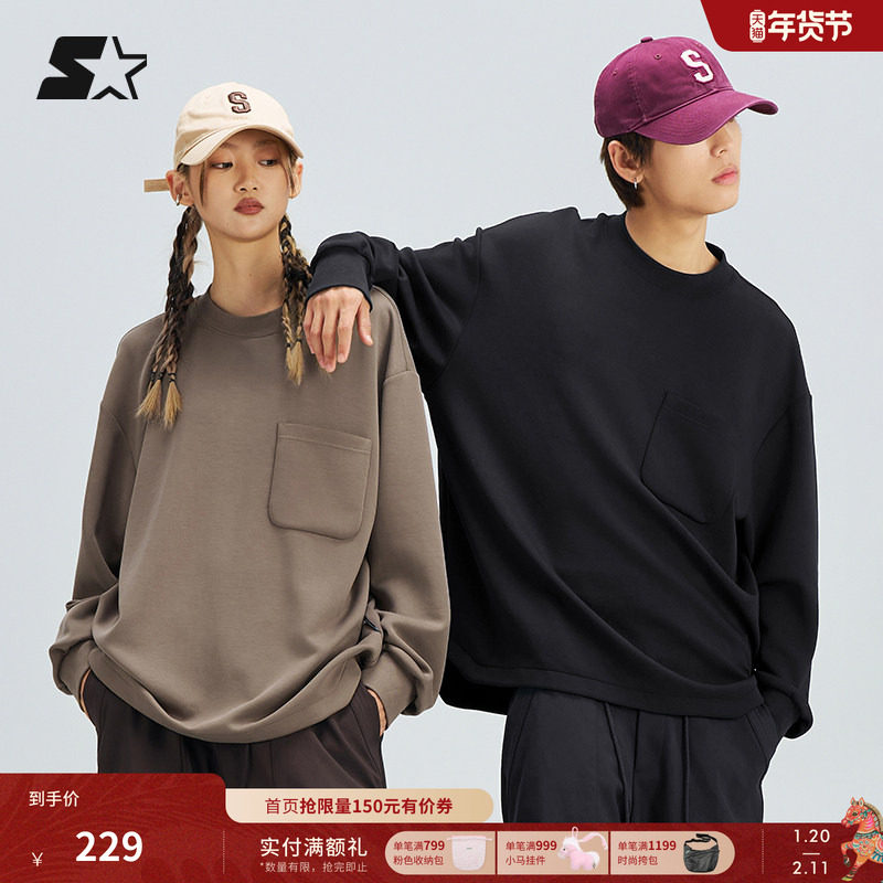 STARTER长袖T恤2024秋季新款男款宽松休闲百搭户外通勤圆领上衣,运动服/休闲服装,运动T恤,淘宝优惠券,粉丝福利购,淘宝优惠卷