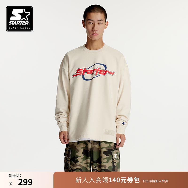 STARTER卫衣男女同款美式休闲宽松时尚数字纯棉长袖套头圆领上衣