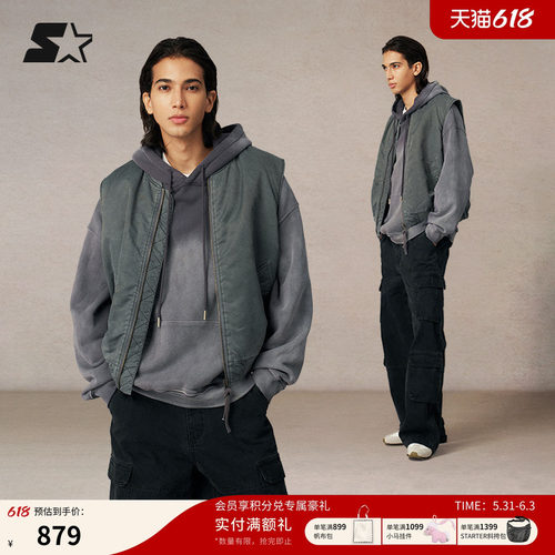 STARTER无袖马甲春秋新款运动休闲新雪丽棉保暖棉服女外套上衣