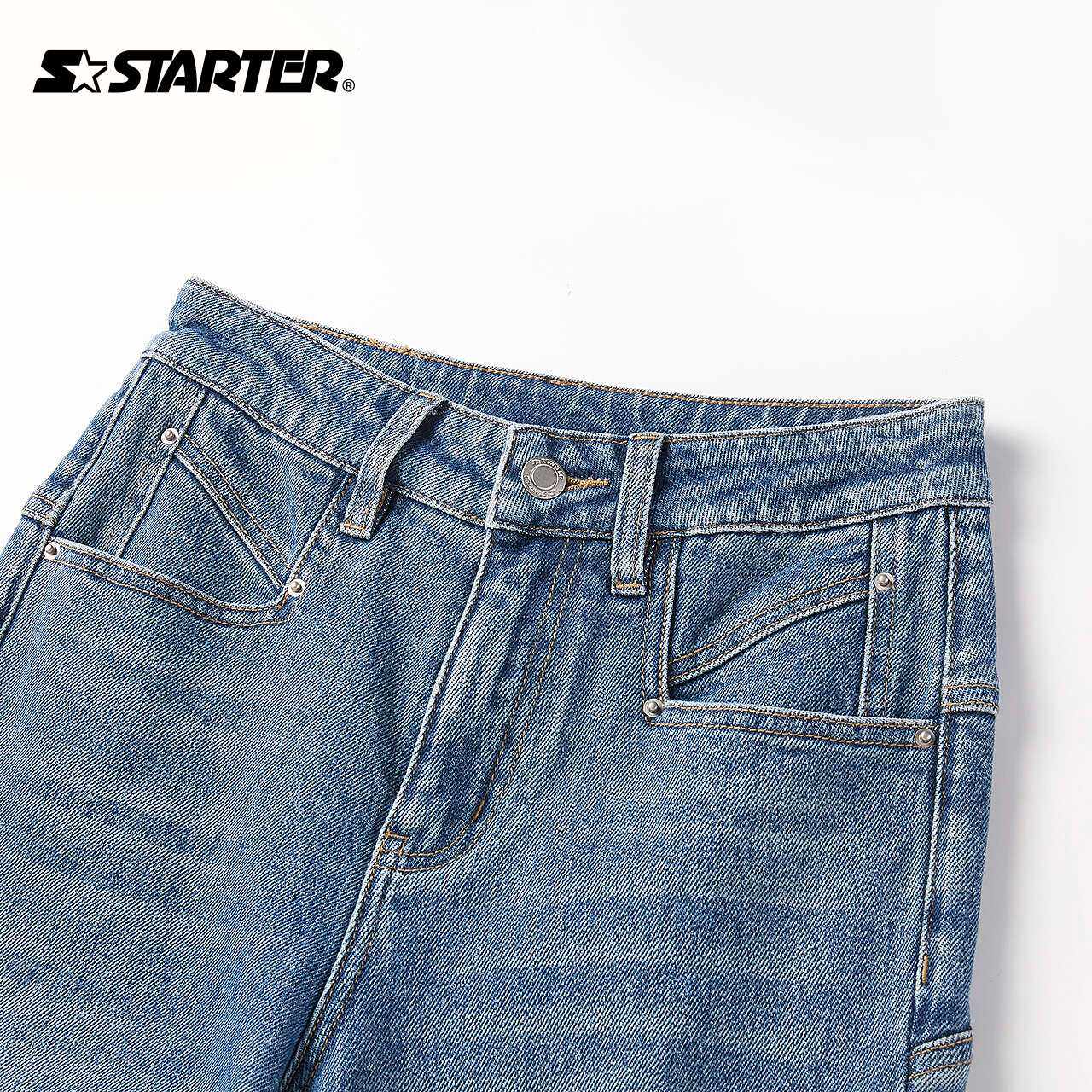 STARTER 청바지 면 2024 봄 신작 데님 바지 다목적 슬리밍 바지 여자 스트레이트 팬츠