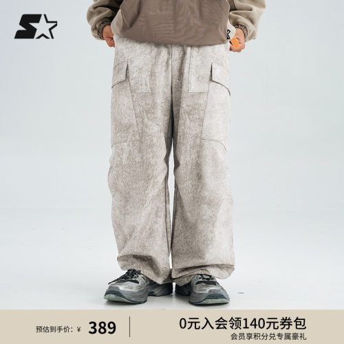 STARTER梭织长裤2024秋季新款保暖休闲运动复古做旧印花长裤裤子