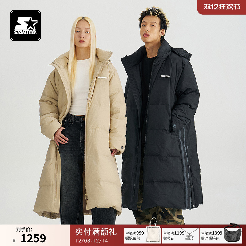STARTER羽绒服冬款宽松长款保暖白鸭绒商场同款面包服外套上衣