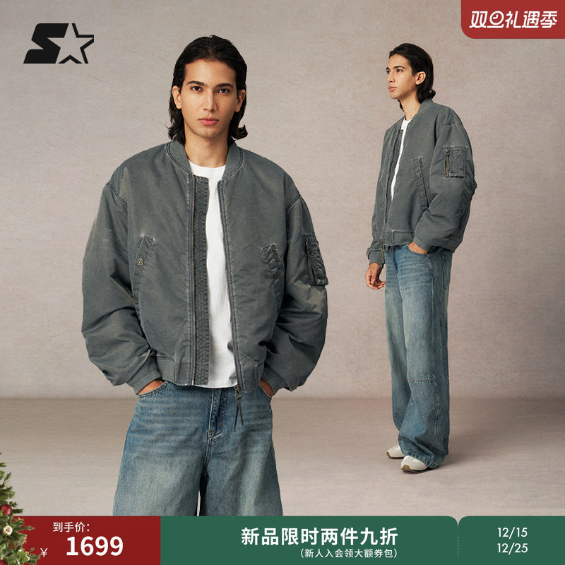 魏哲鸣同款飞行夹克STARTER棒球外套2025冬季男款宽松休闲女上衣