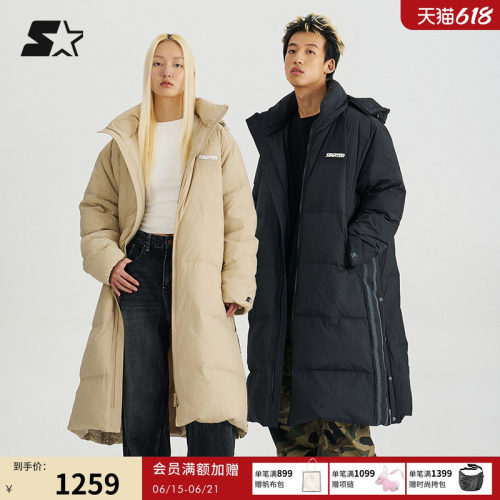 STARTER羽绒服冬款宽松长款保暖白鸭绒商场同款面包服外套上衣