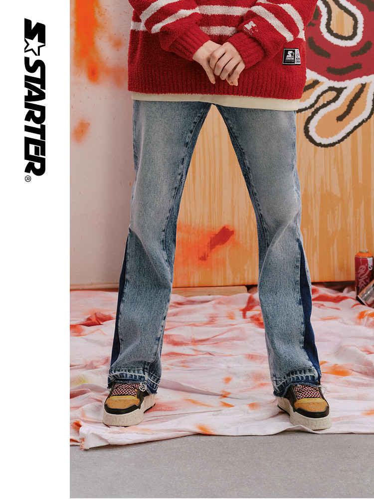 STARTER 청바지 코튼 아메리칸 캐주얼 팬츠 슬림 패션 데님 바지 다용도 여성 부츠컷 팬츠