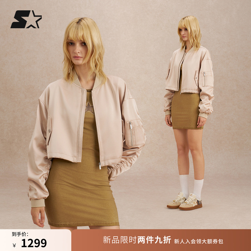 STARTER飞行员夹克2025秋季新款显瘦休闲女生短款落肩外套上衣