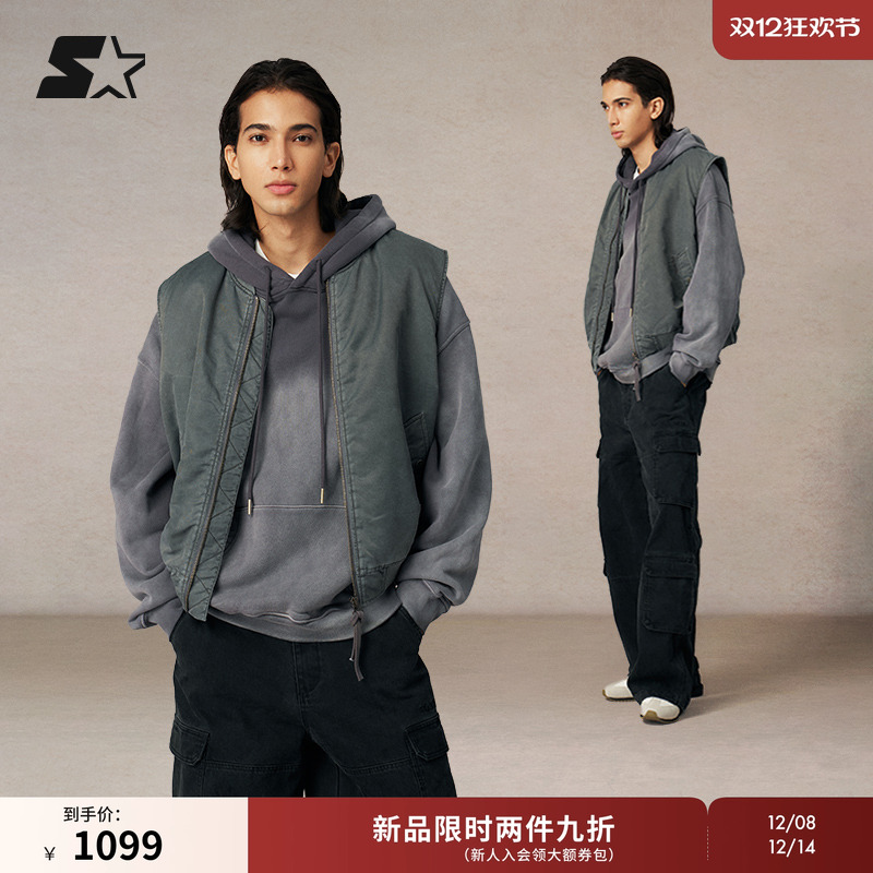 STARTER马甲2025秋冬新款运动休闲新雪丽棉保暖棉服女外套上衣